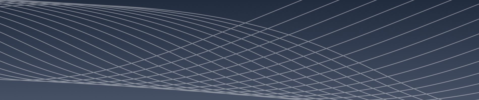 Abstraktes Design aus weißen, geschwungenen Linien, die auf einem dunklen Hintergrund mit Farbverlauf ein wellenförmiges Rastermuster bilden.